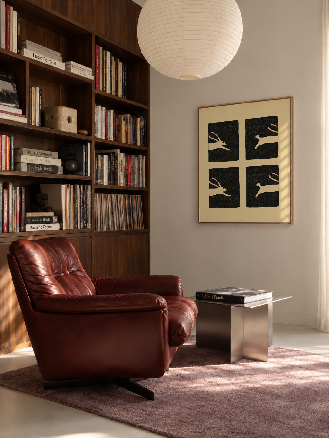 Infinitely Hopping Bunny - Framed canvas in an interior