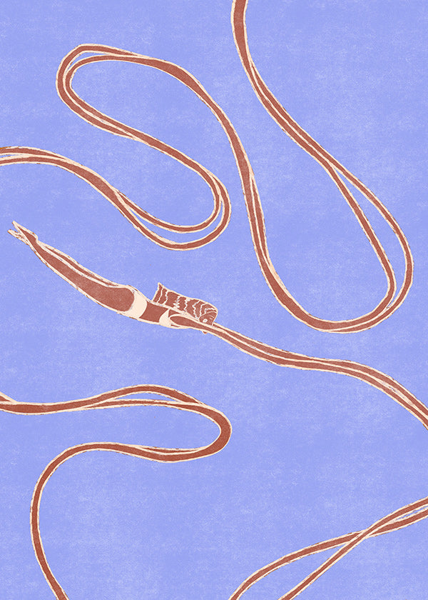 Ilustración: nadadora con lazos ondulados