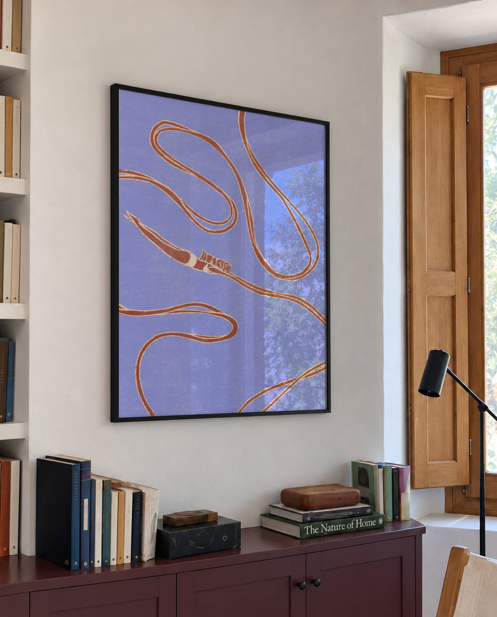 deep swimming - Framed poster in an interior