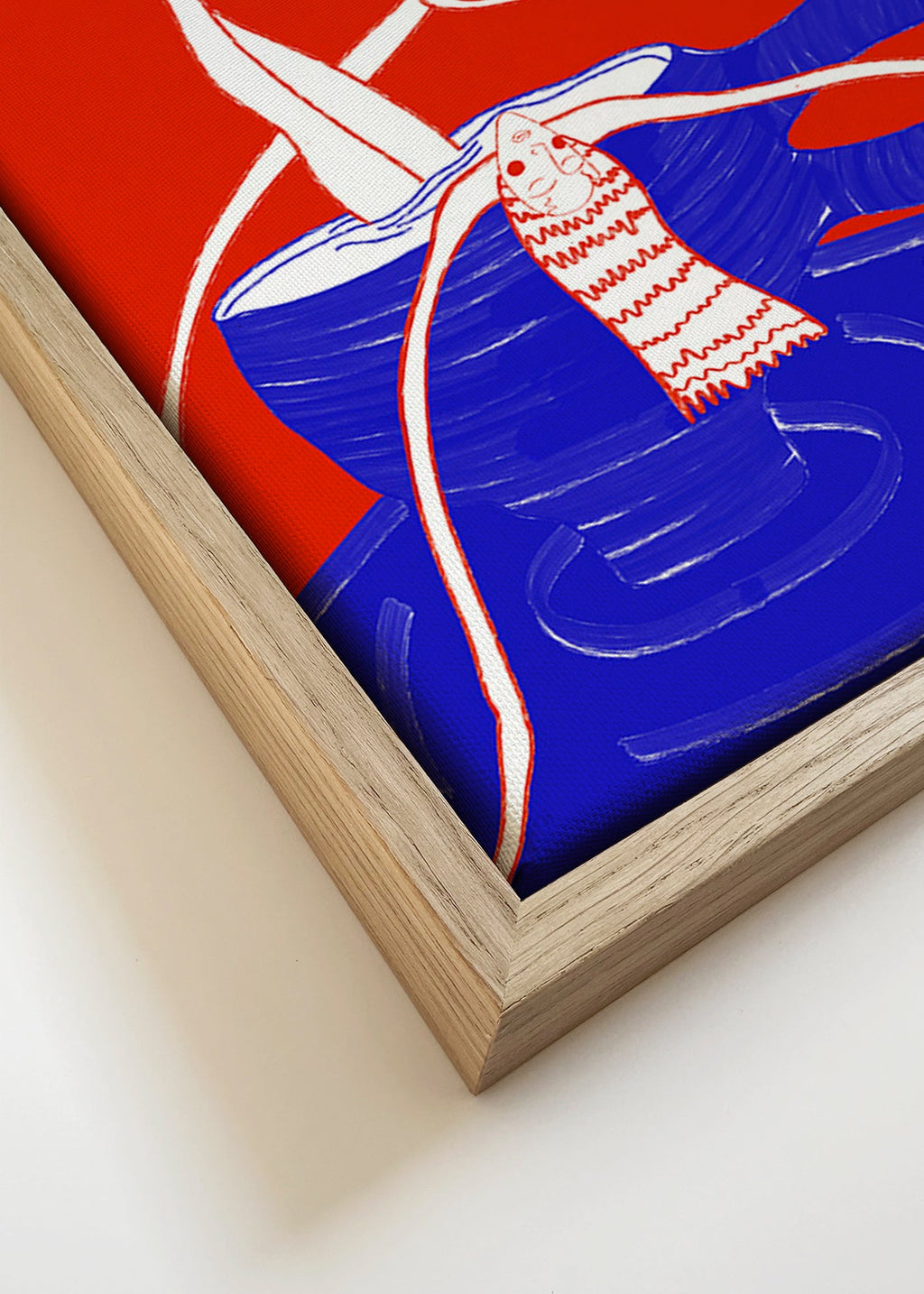 Cuadro de cocina con taza azul y figura sumergida – Canvas detail