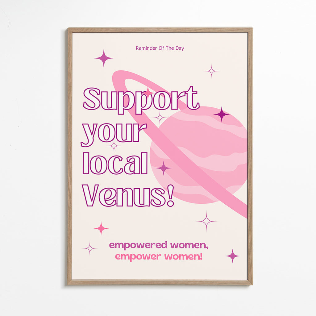 Ilustración tipográfica Venus rosa – Oak Frame