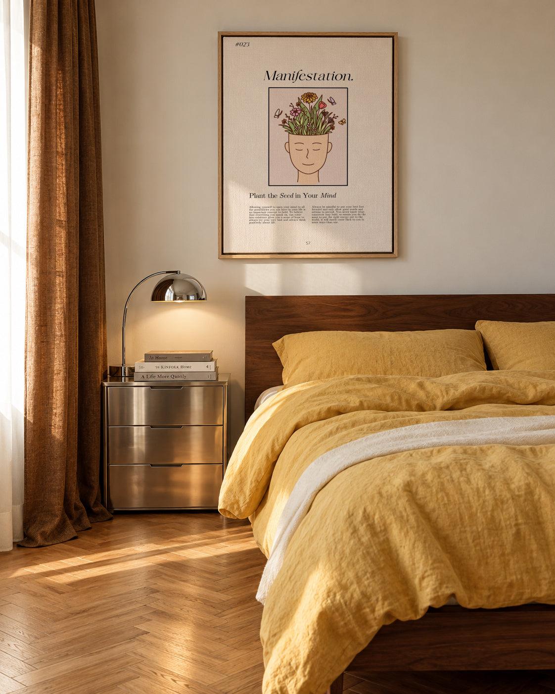 Manifestation with a serene figure - Framed canvas in an interior