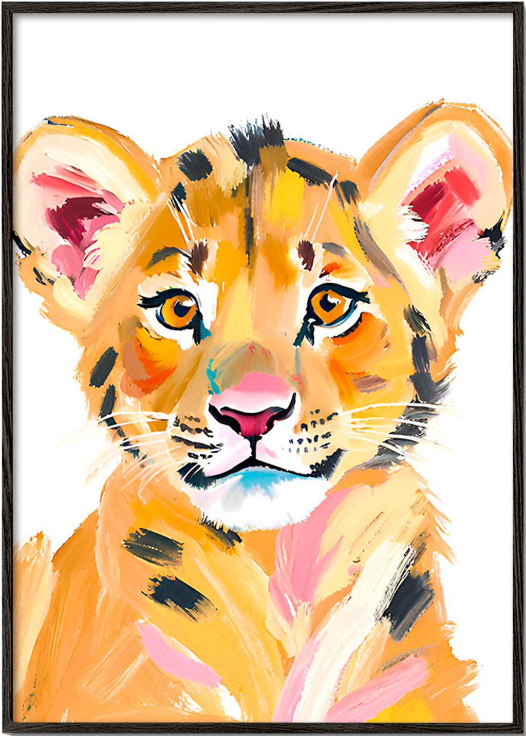 Cuadro tigre bebé ilustrado – Black Frame