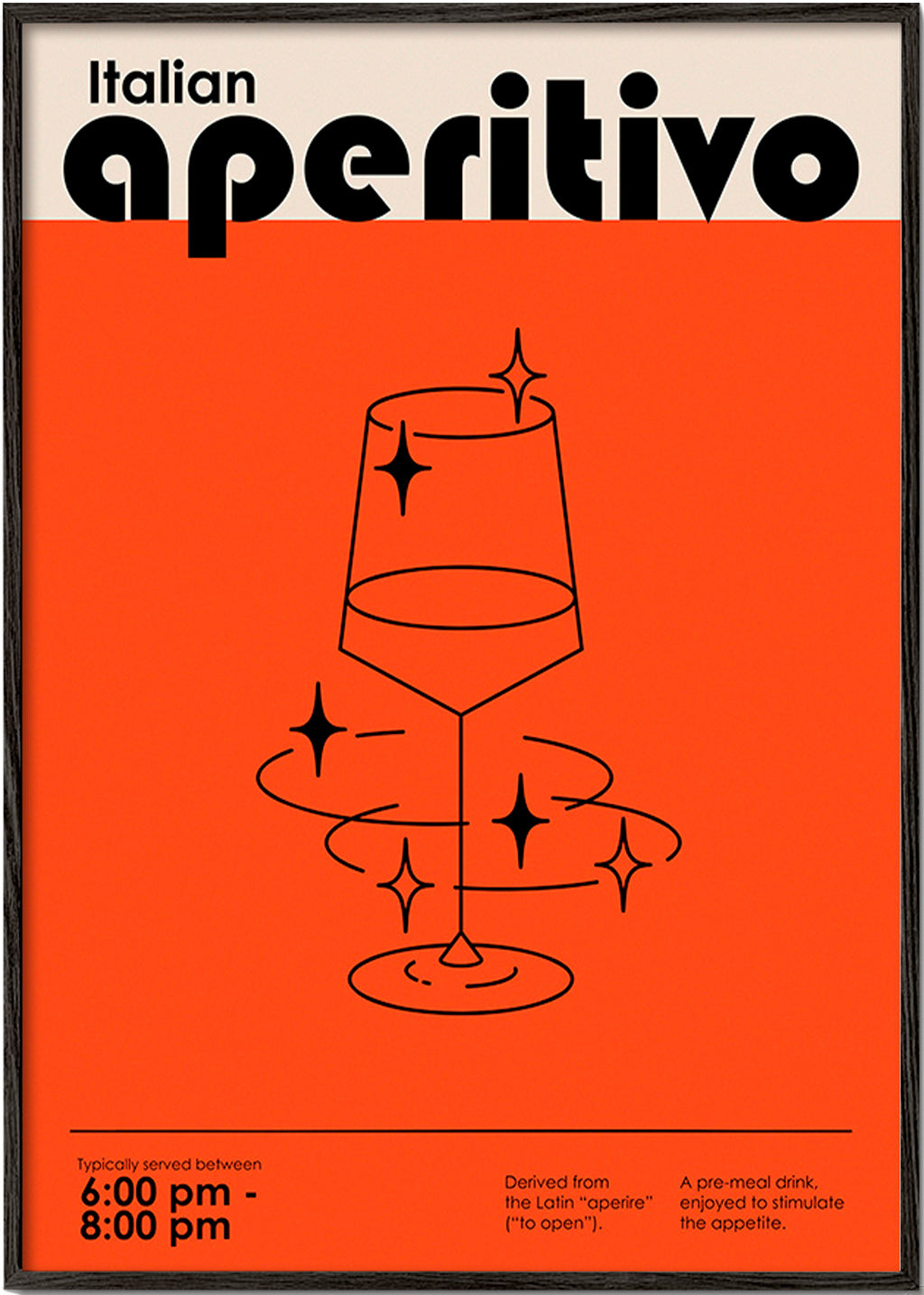 Cuadro de cocina Aperitivo italiano gráfico – Black Frame