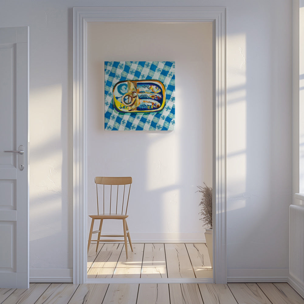 Tin of Sardines - Unframed canvas in an interior