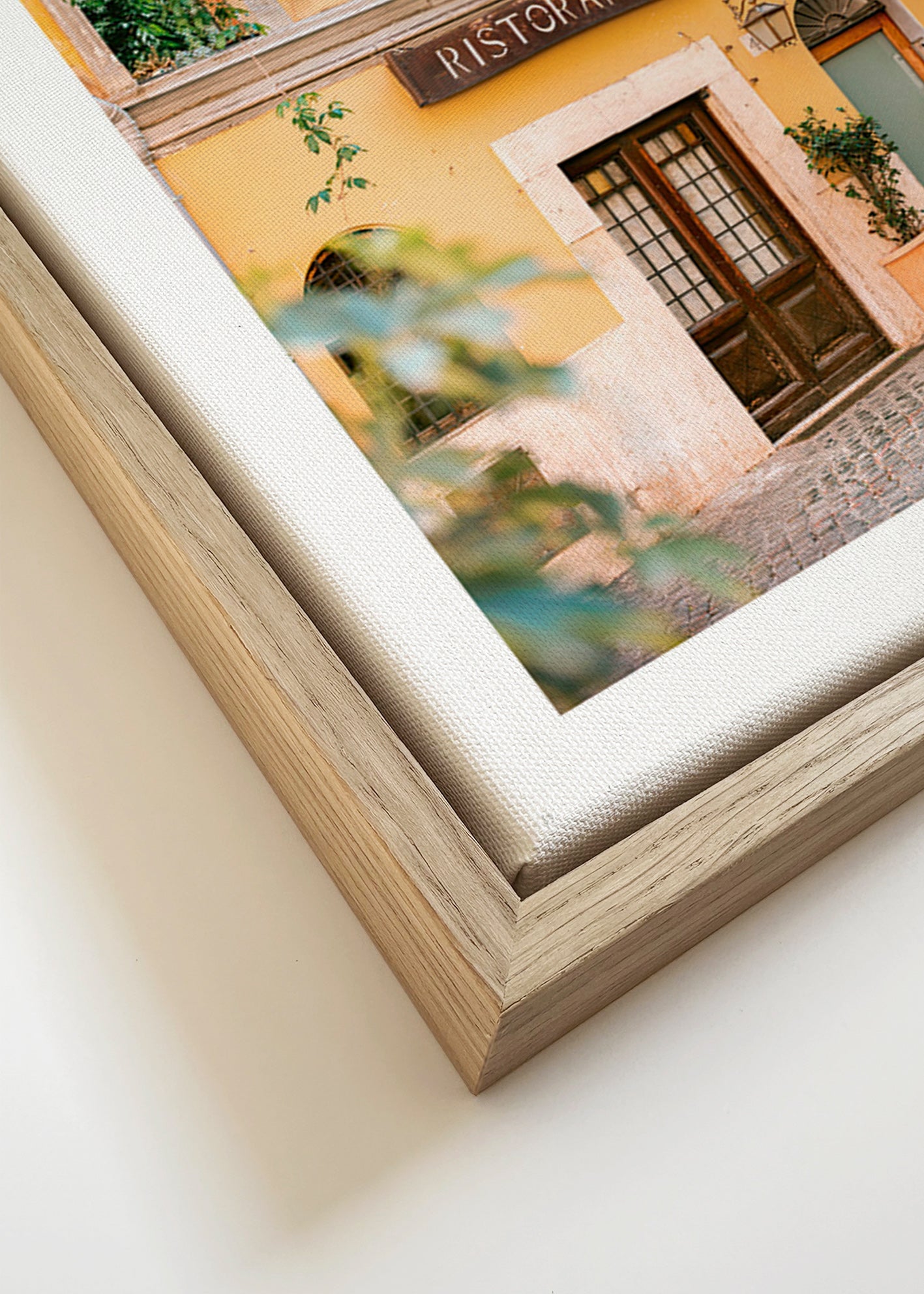 Cuadro de cocina con fachada de ristorante en amarillo – Canvas detail