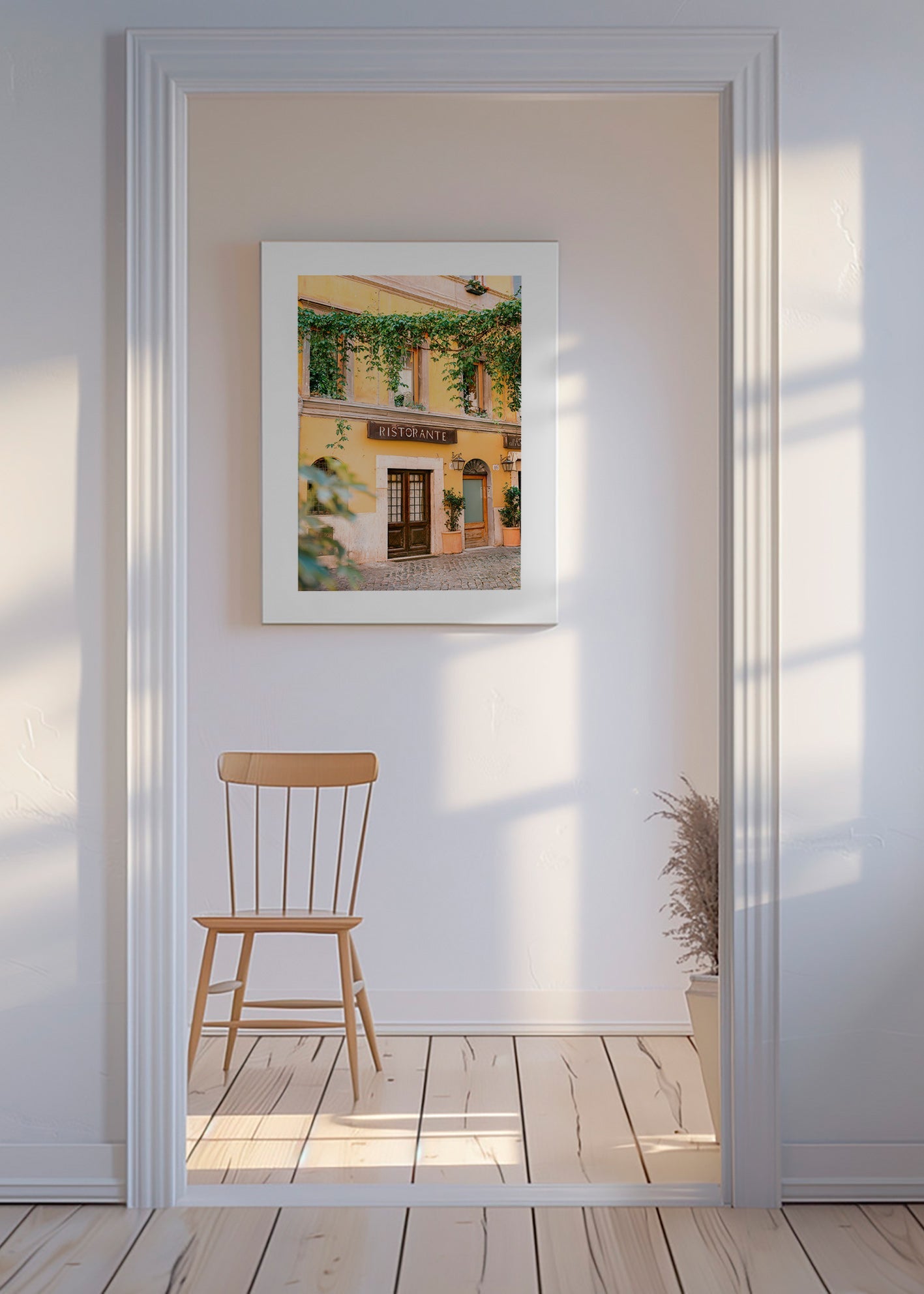 Cuadro de cocina con fachada de ristorante en amarillo – Canvas