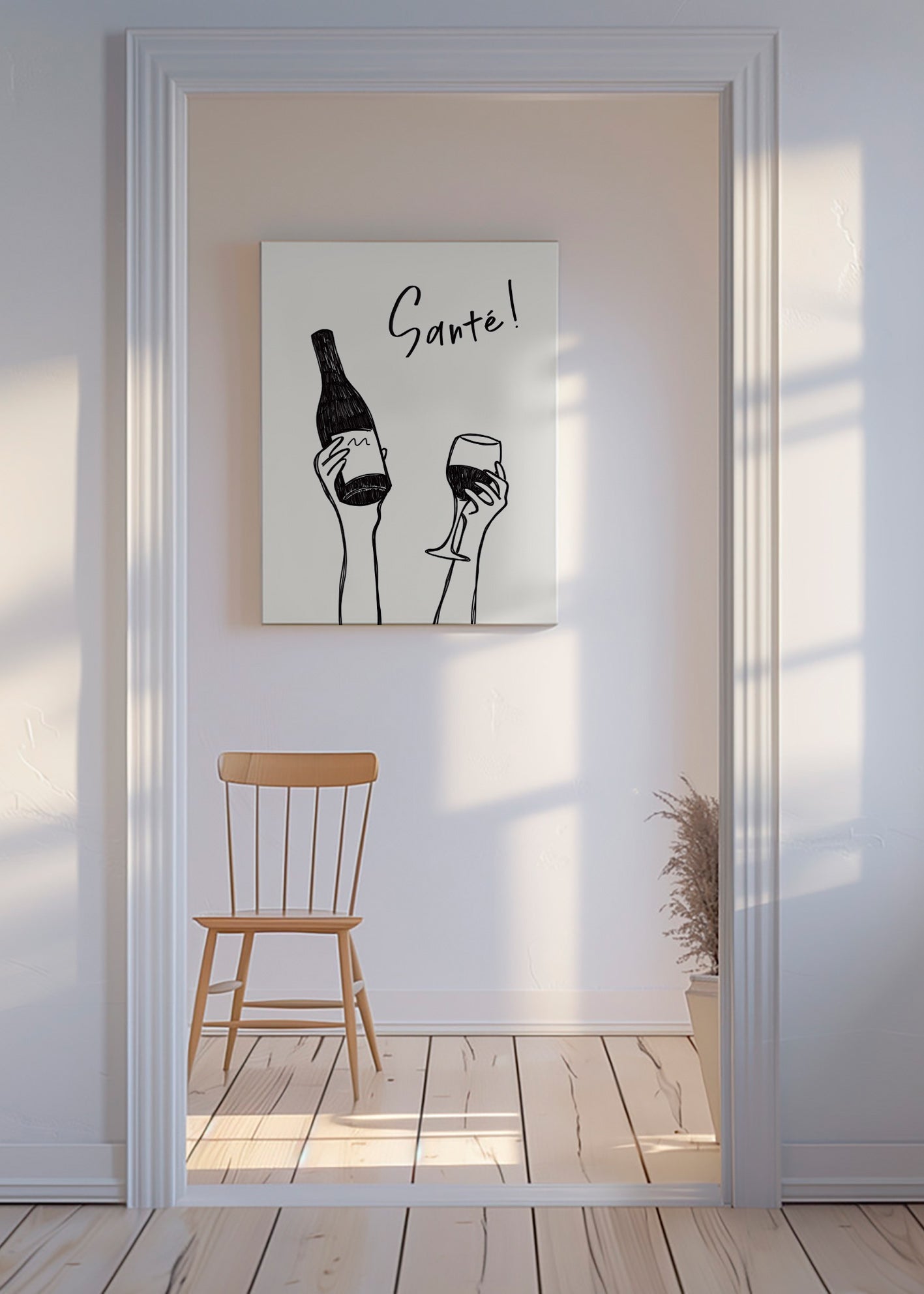 Cuadro de cocina con botella y copa – Canvas