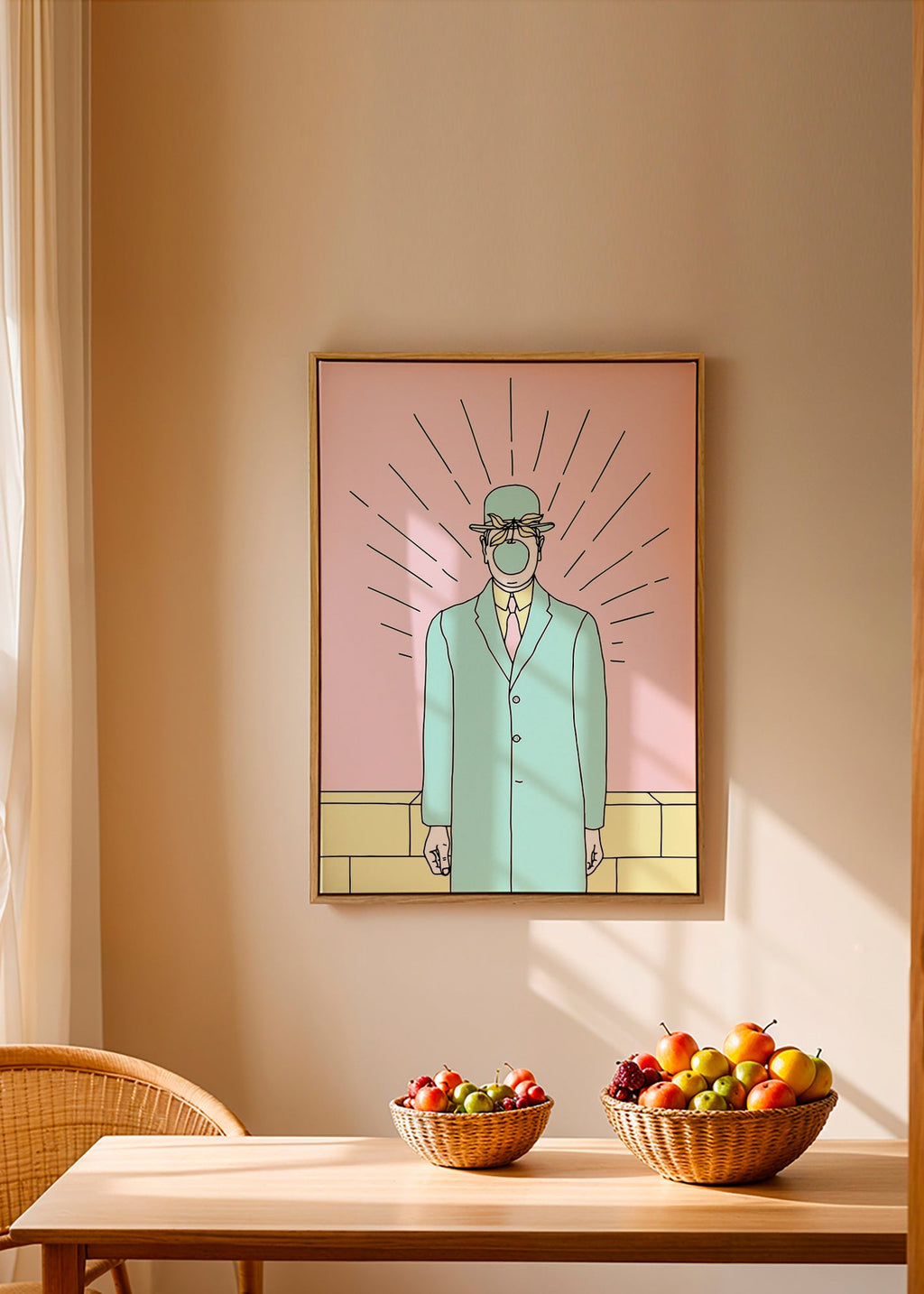 Ilustración surreal de figura con manzana – Canvas1