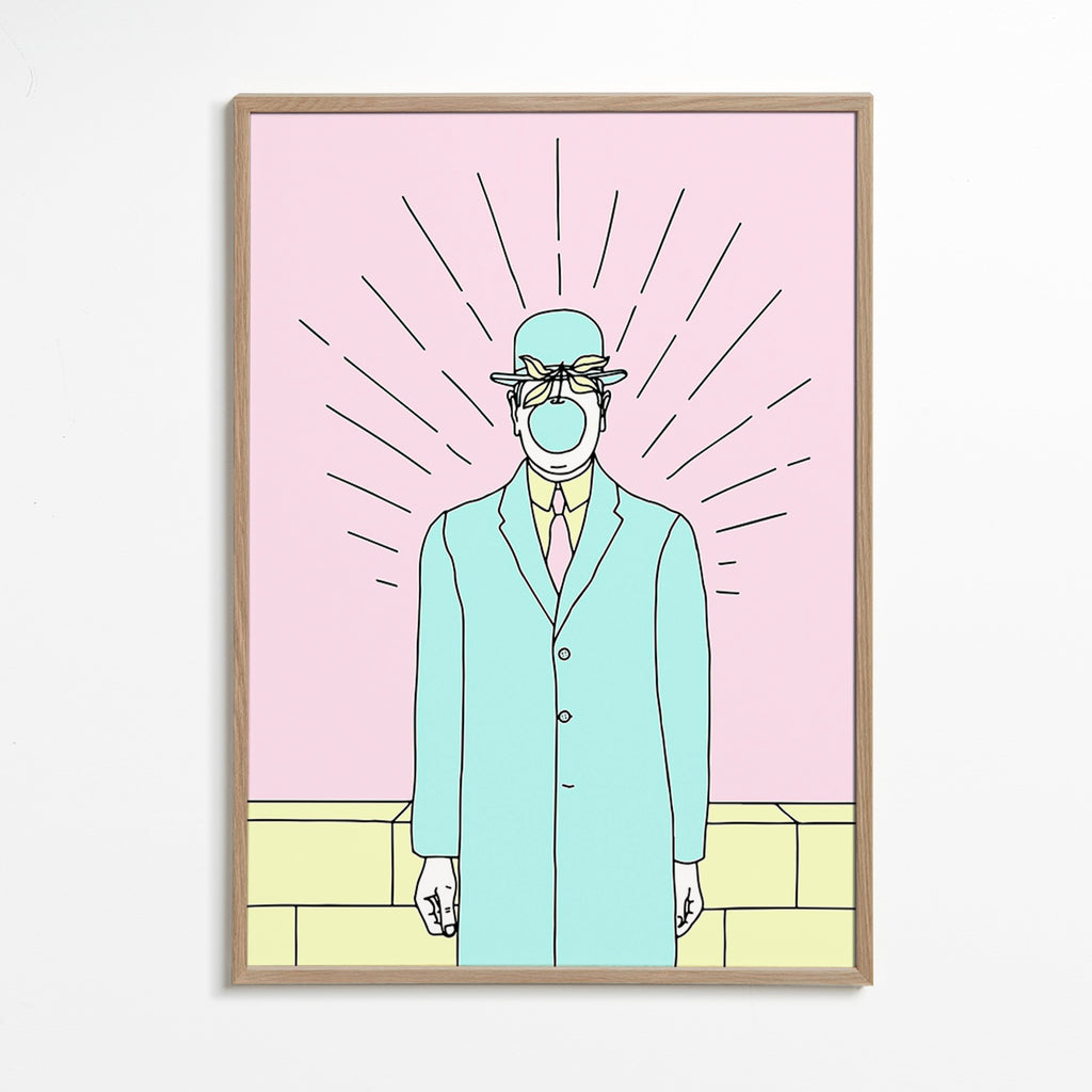 Ilustración surreal de figura con manzana – Oak Frame