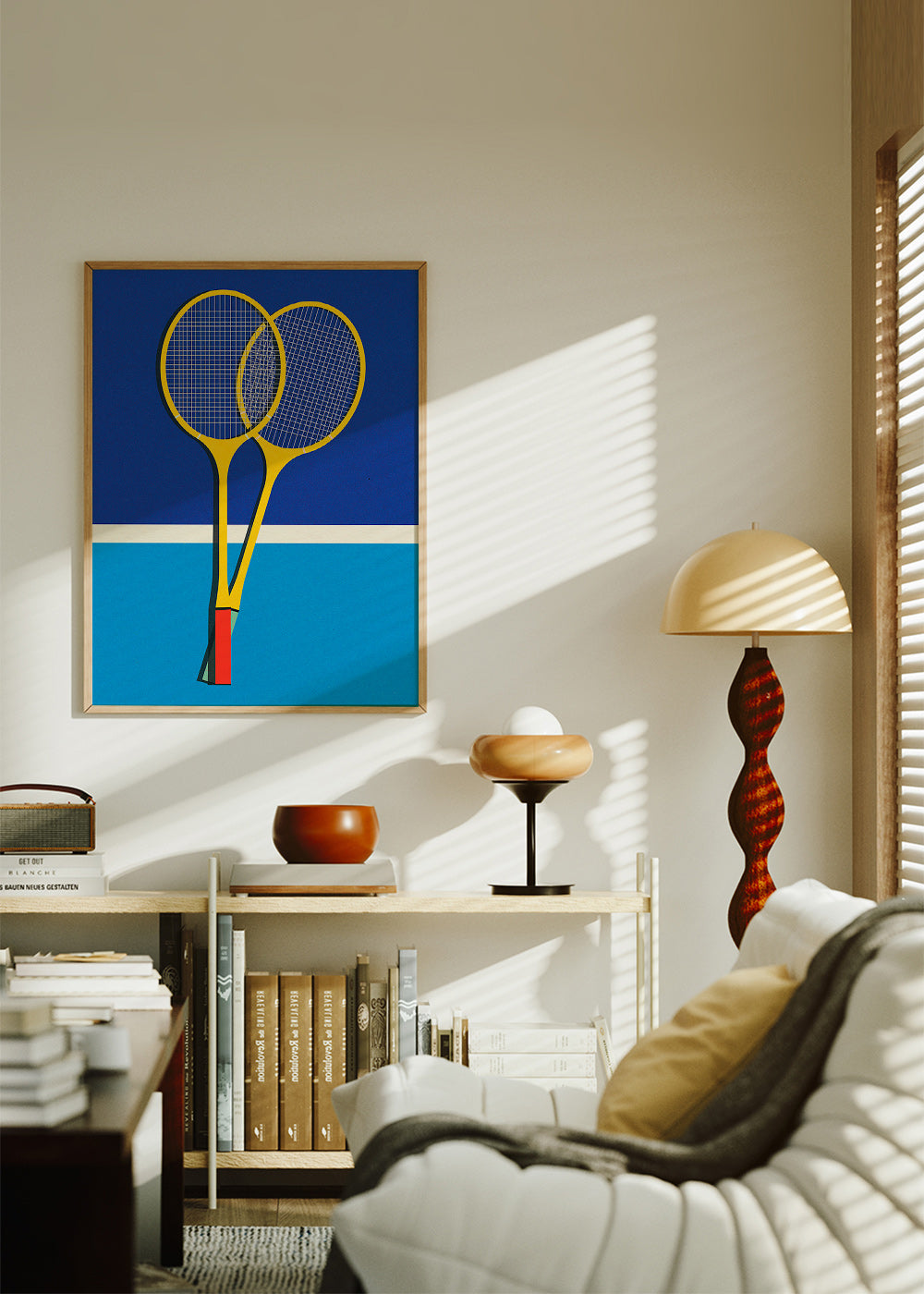 Cuadro deportivo de raquetas de bádminton amarillas – Product3