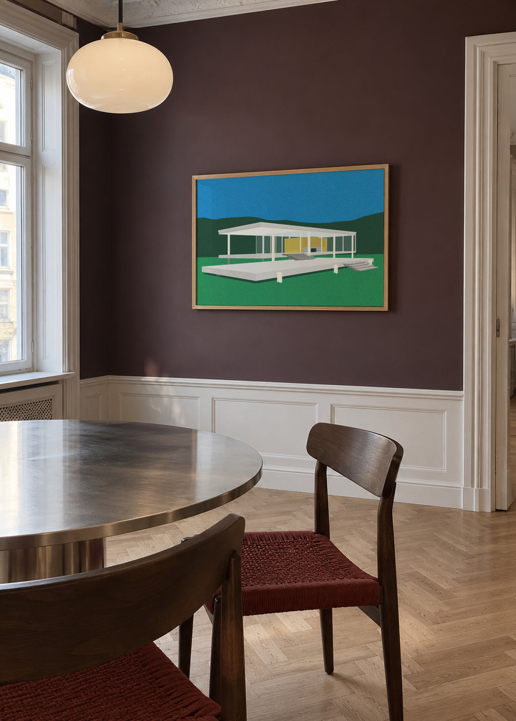 Ludwig Mies Van Der Rohe Farnsworth House - Framed poster in an interior