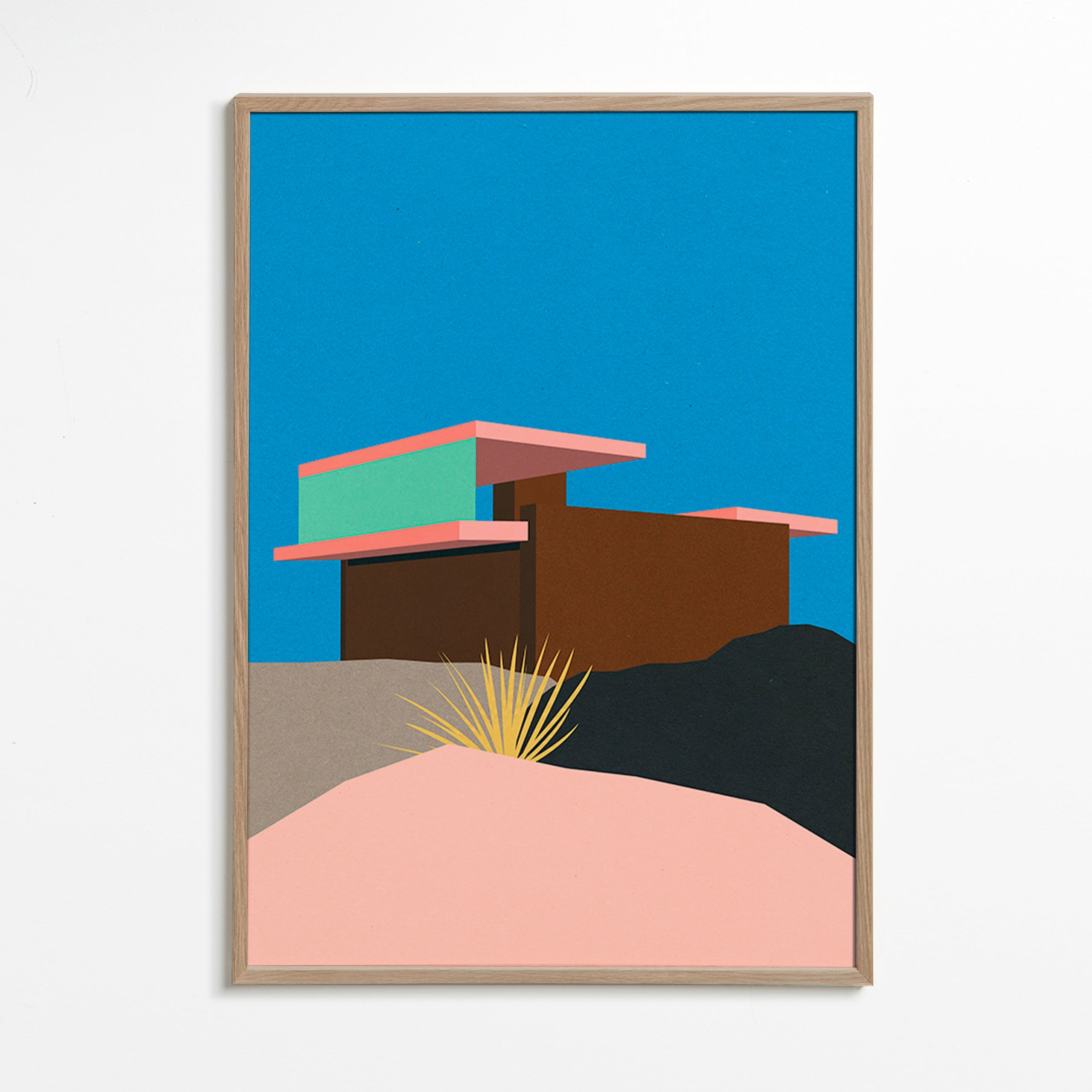 Ilustración arquitectónica de casa desértica – Oak Frame