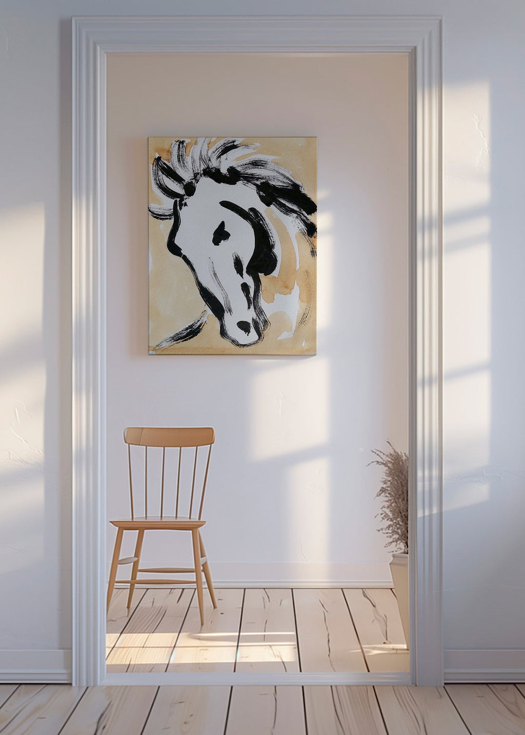 Cuadro de caballo en tinta gestual – Canvas