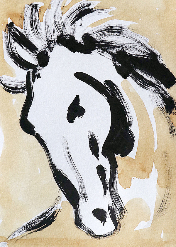 Cuadro de caballo en tinta gestual