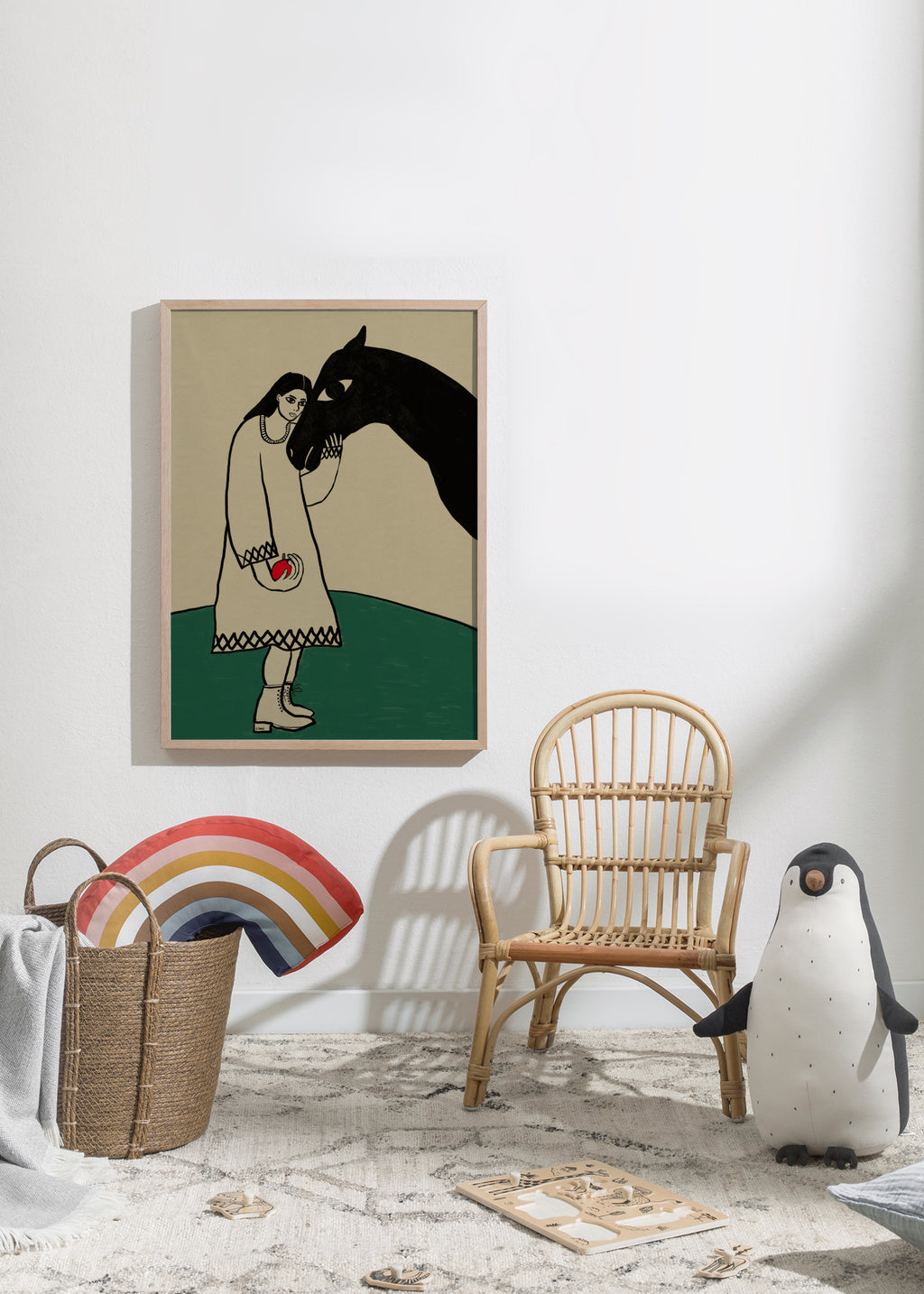 Lady and her horse - Framed poster in an interior