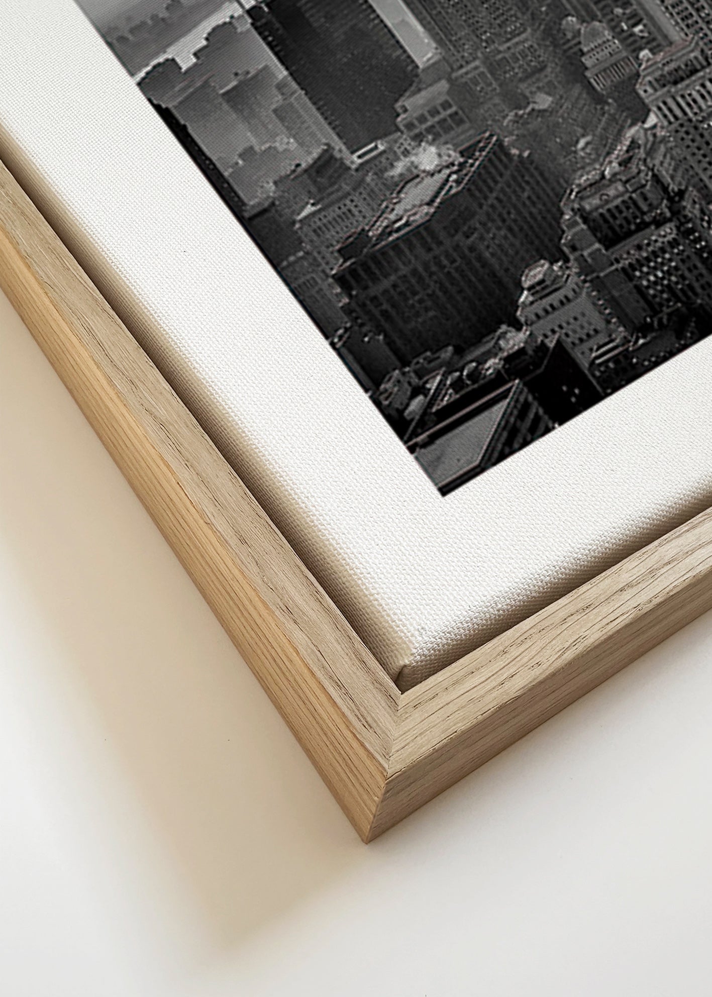 Cuadro de ciudades: Skyline de Manhattan en blanco y negro – Canvas detail