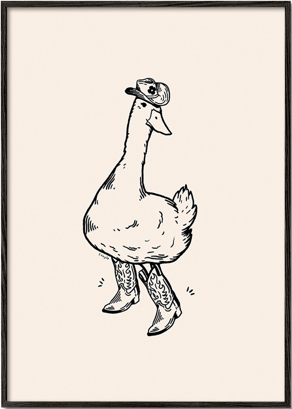 Cuadro pato vaquero ilustrado – Black Frame