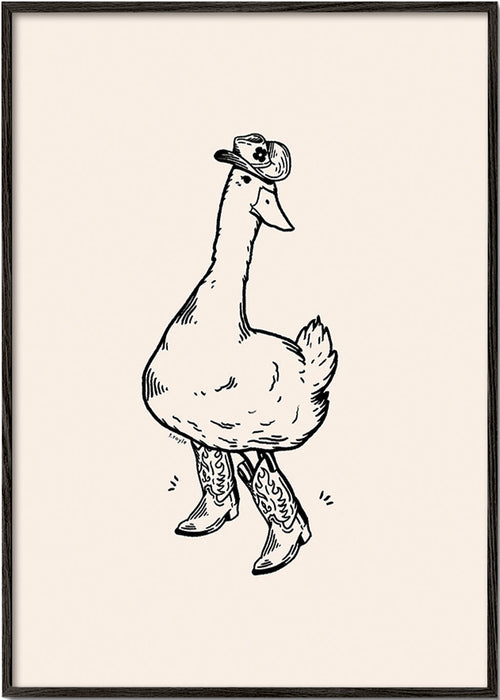Cuadro pato vaquero ilustrado – Black Frame