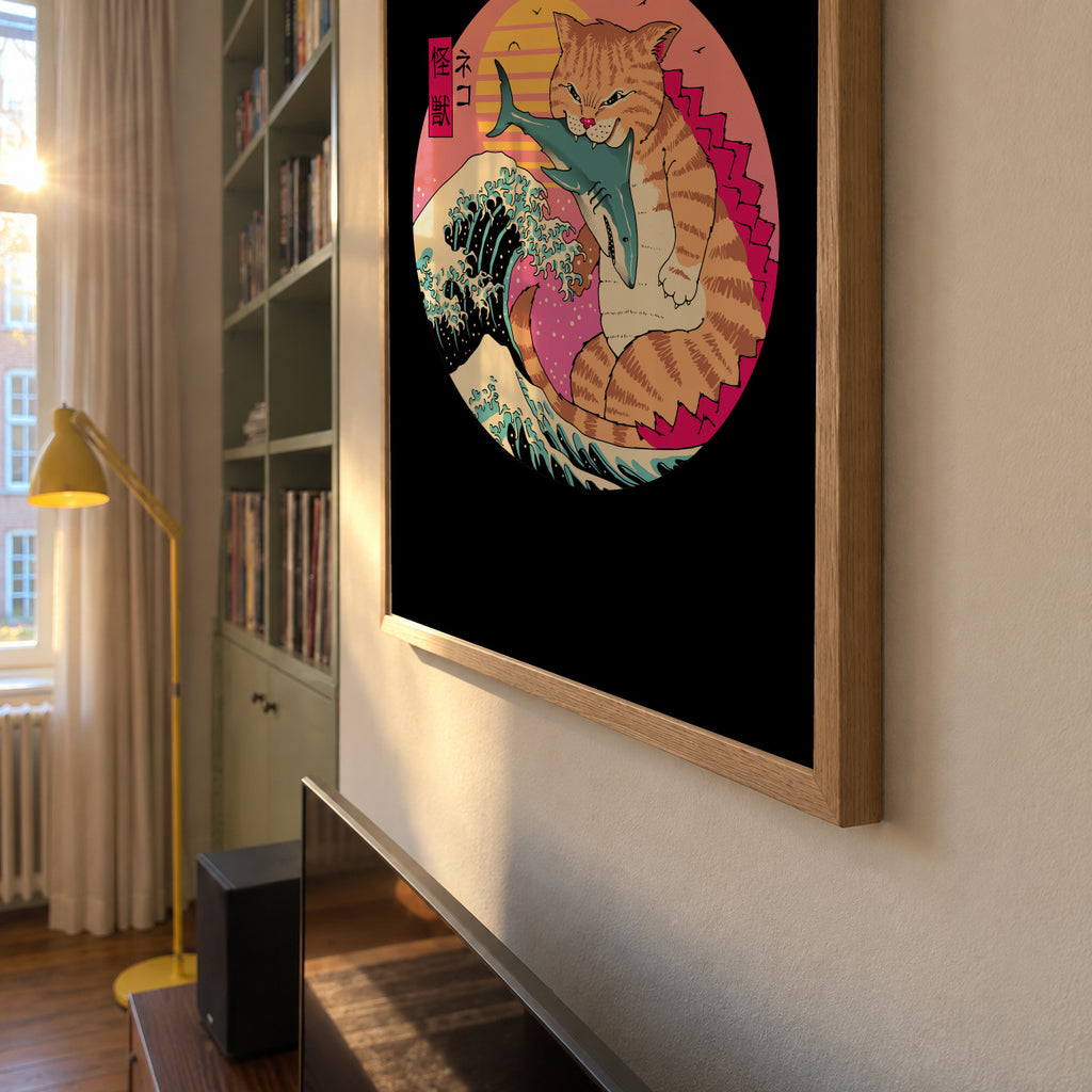 Neko Wave Kaiju By Vincent Trinidad Art - Framed poster detail