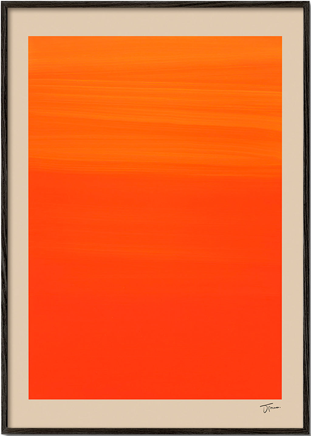 Cuadro abstracto horizonte naranja degradado – Black Frame
