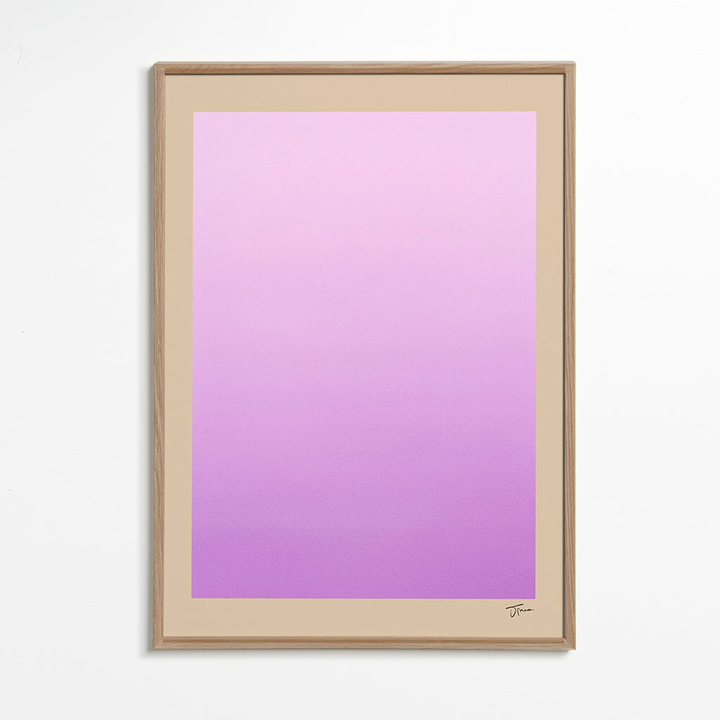 Cuadro abstracto degradado lavanda vertical – Oak Frame