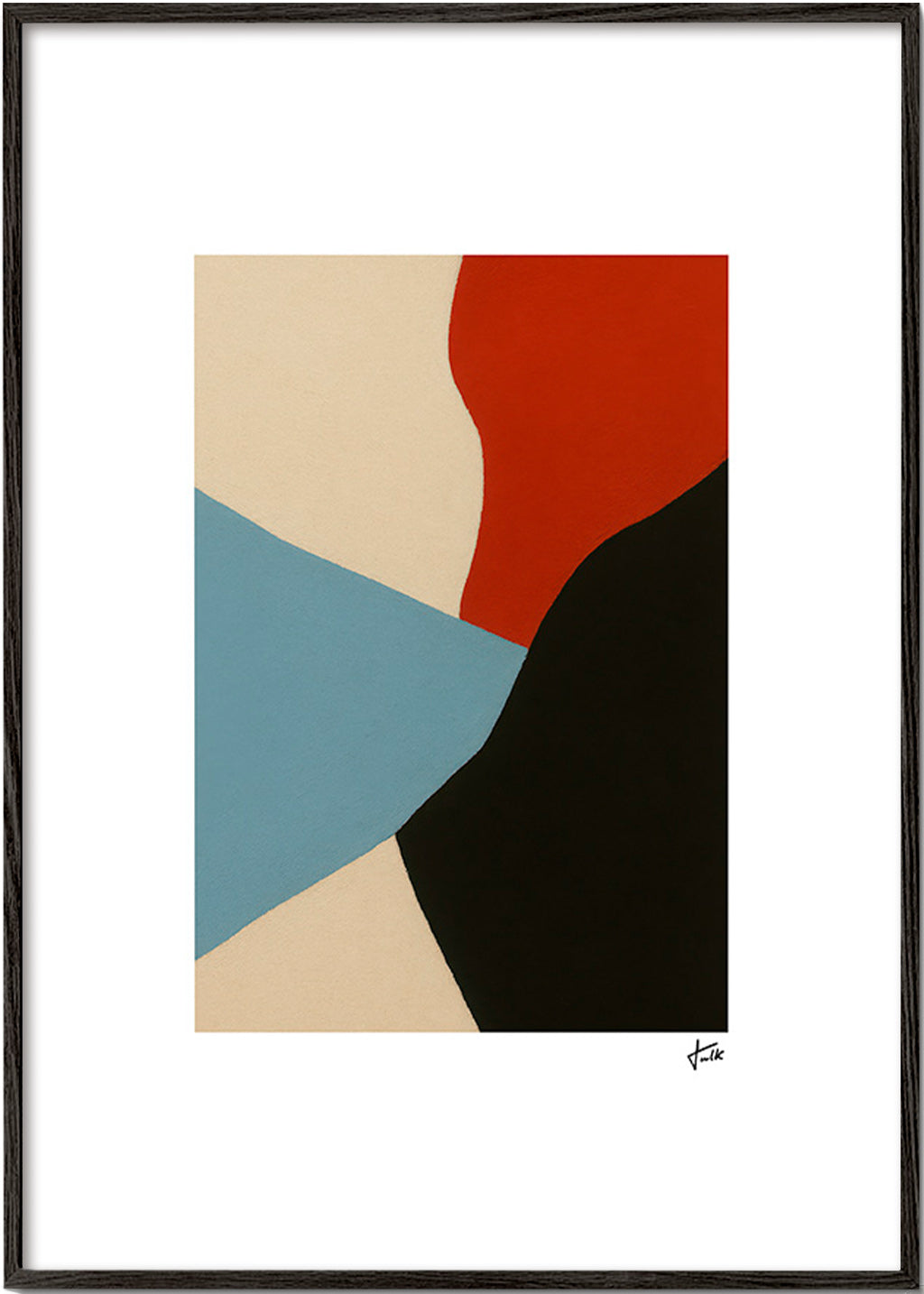 Cuadro abstracto capas orgánicas en vertical – Black Frame