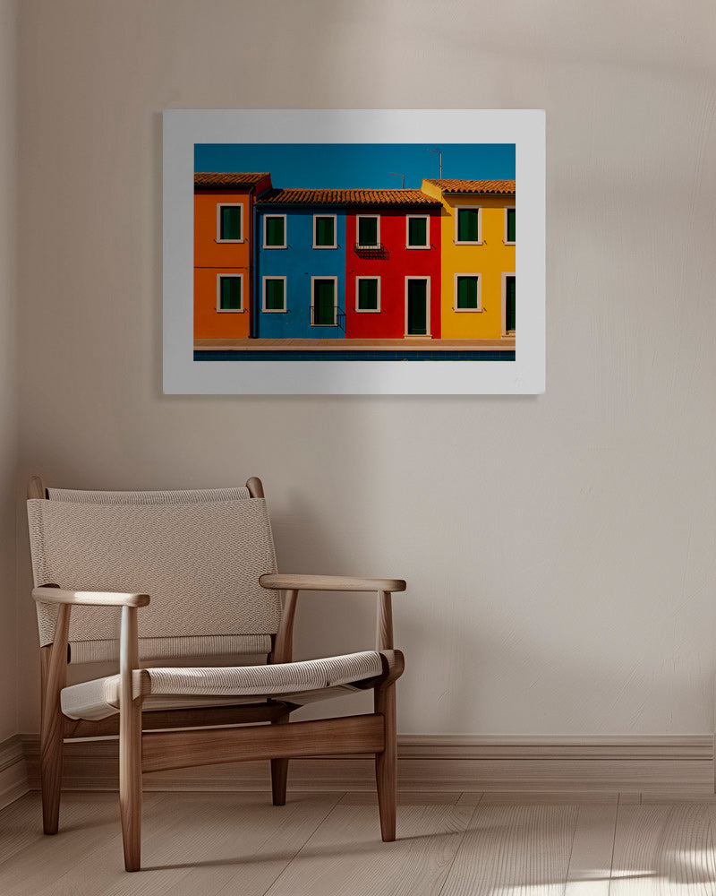 Cuadro de ciudades: fachadas coloridas en fila – Canvas