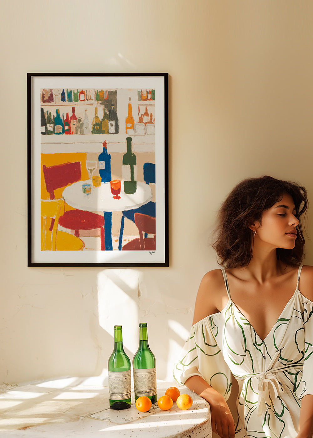 Cuadro de cocina con bistró y botellas – Product1