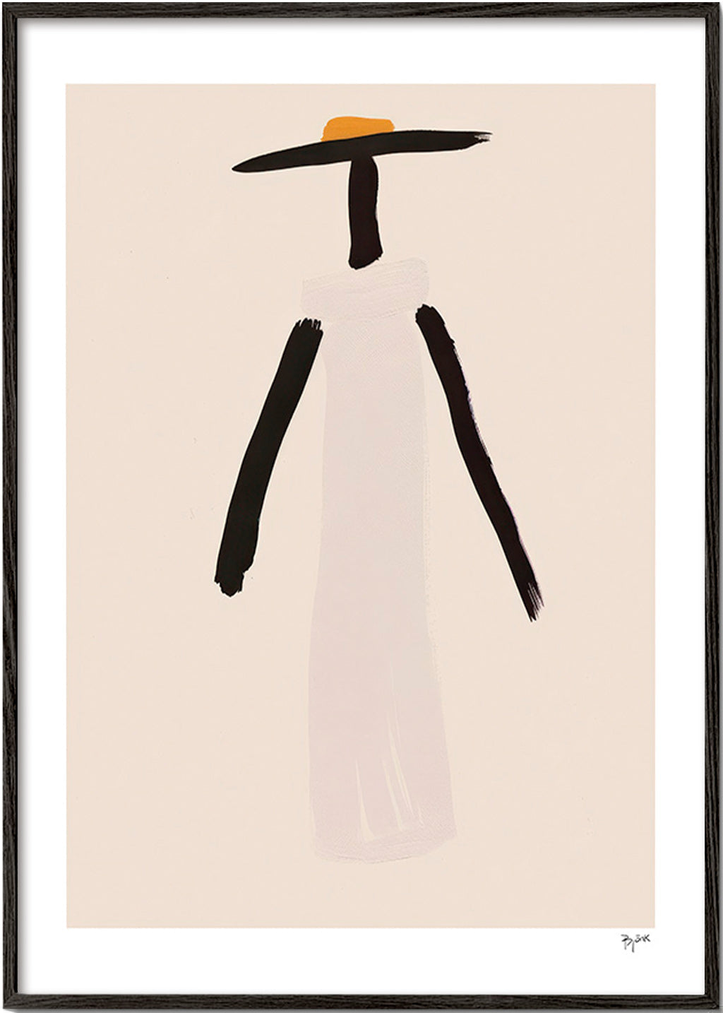 Cuadro minimalista figura con sombrero y vestido – Black Frame