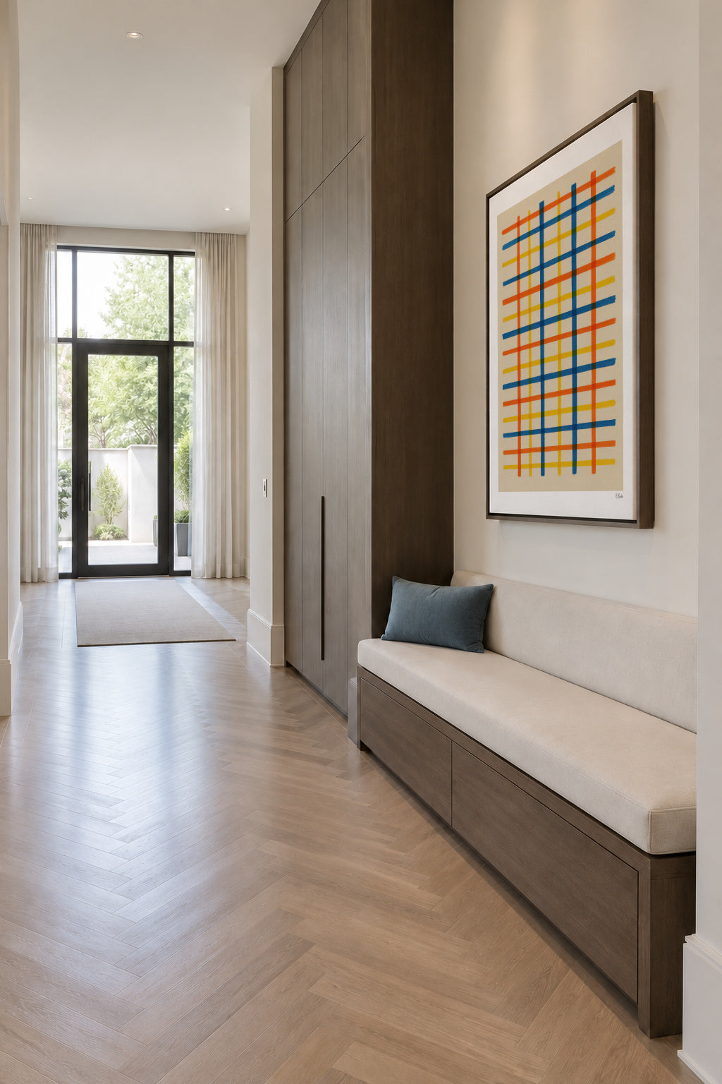 Summer Grid - Framed canvas in an interior