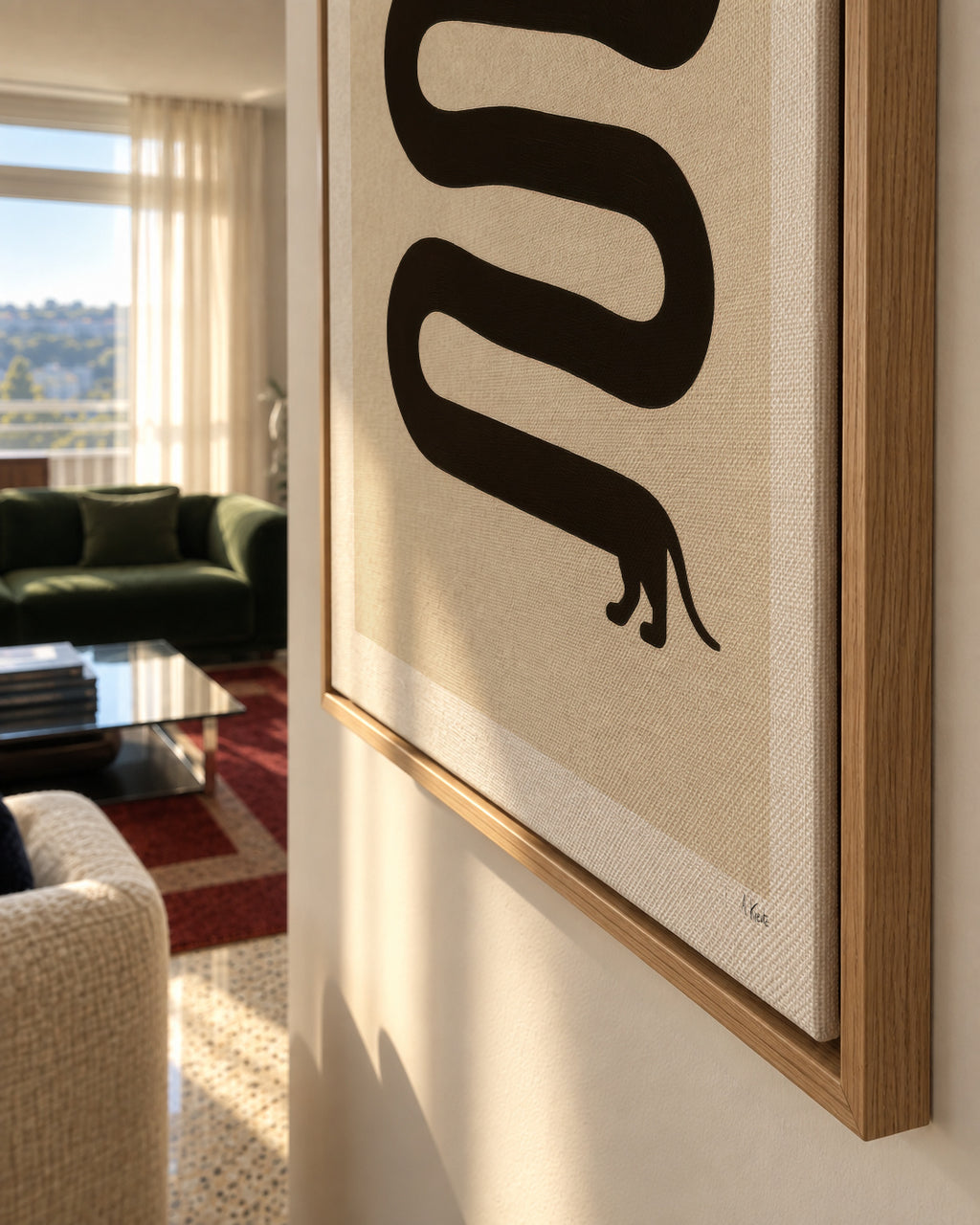 Long Dog - Framed canvas detail