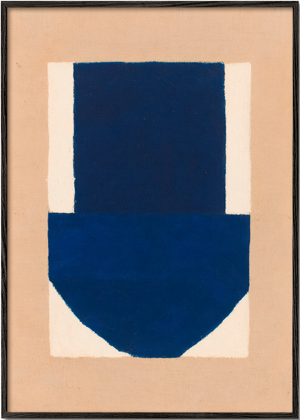 Cuadro geométrico azul y beige – Black Frame