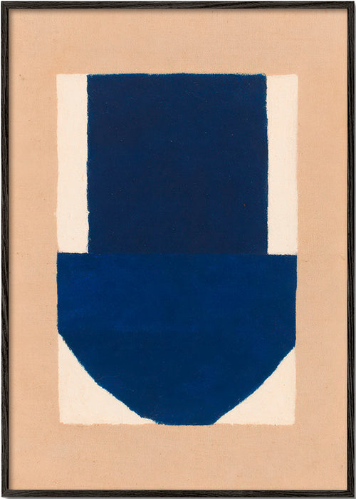 Cuadro geométrico azul y beige – Black Frame