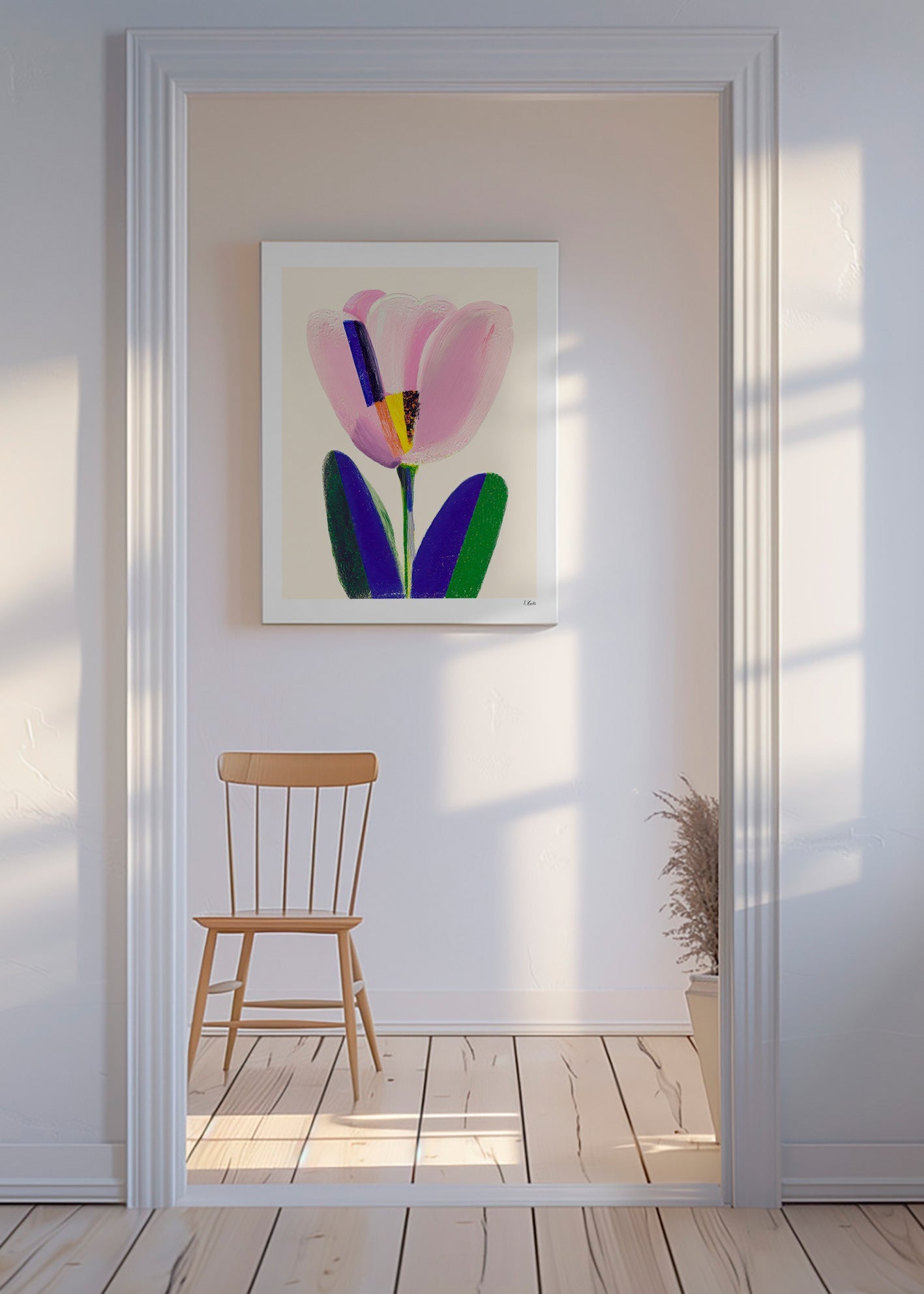 Lámina botánica tulipán rosa – Canvas