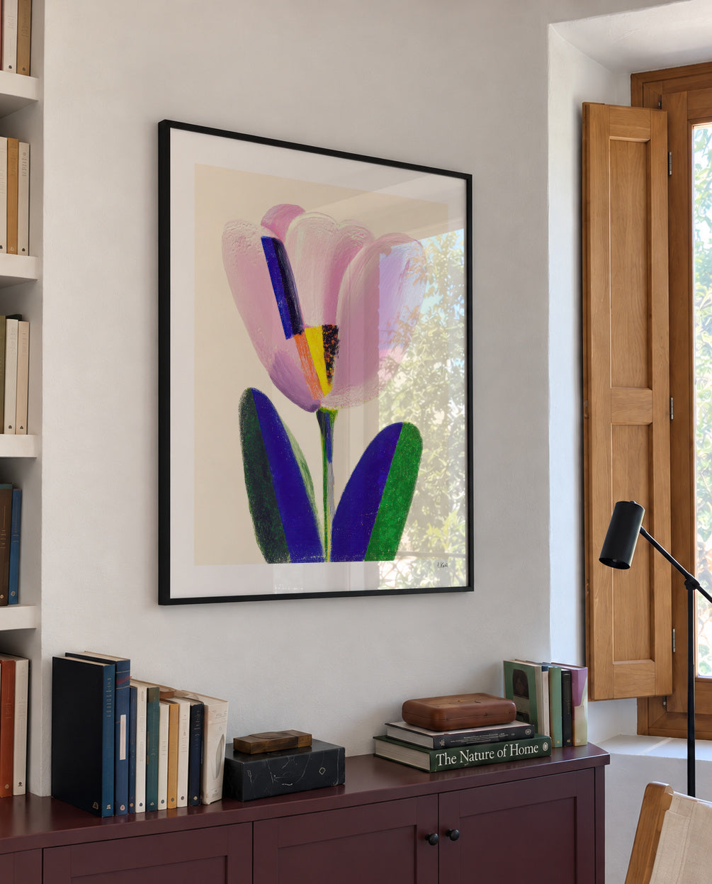 Soft Tulip - Framed poster in an interior