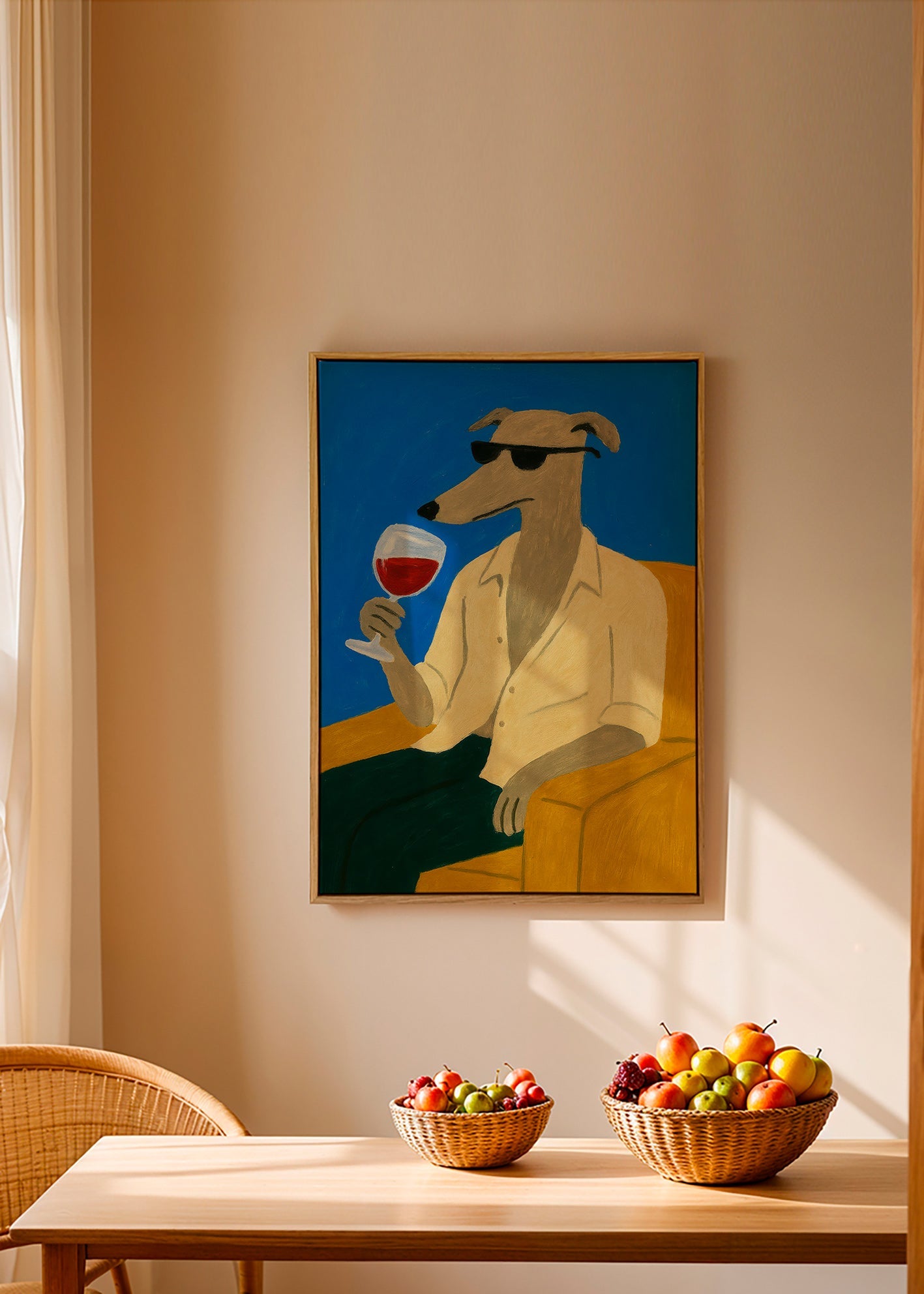 Cuadro de cocina: galgo con copa de vino – Canvas2