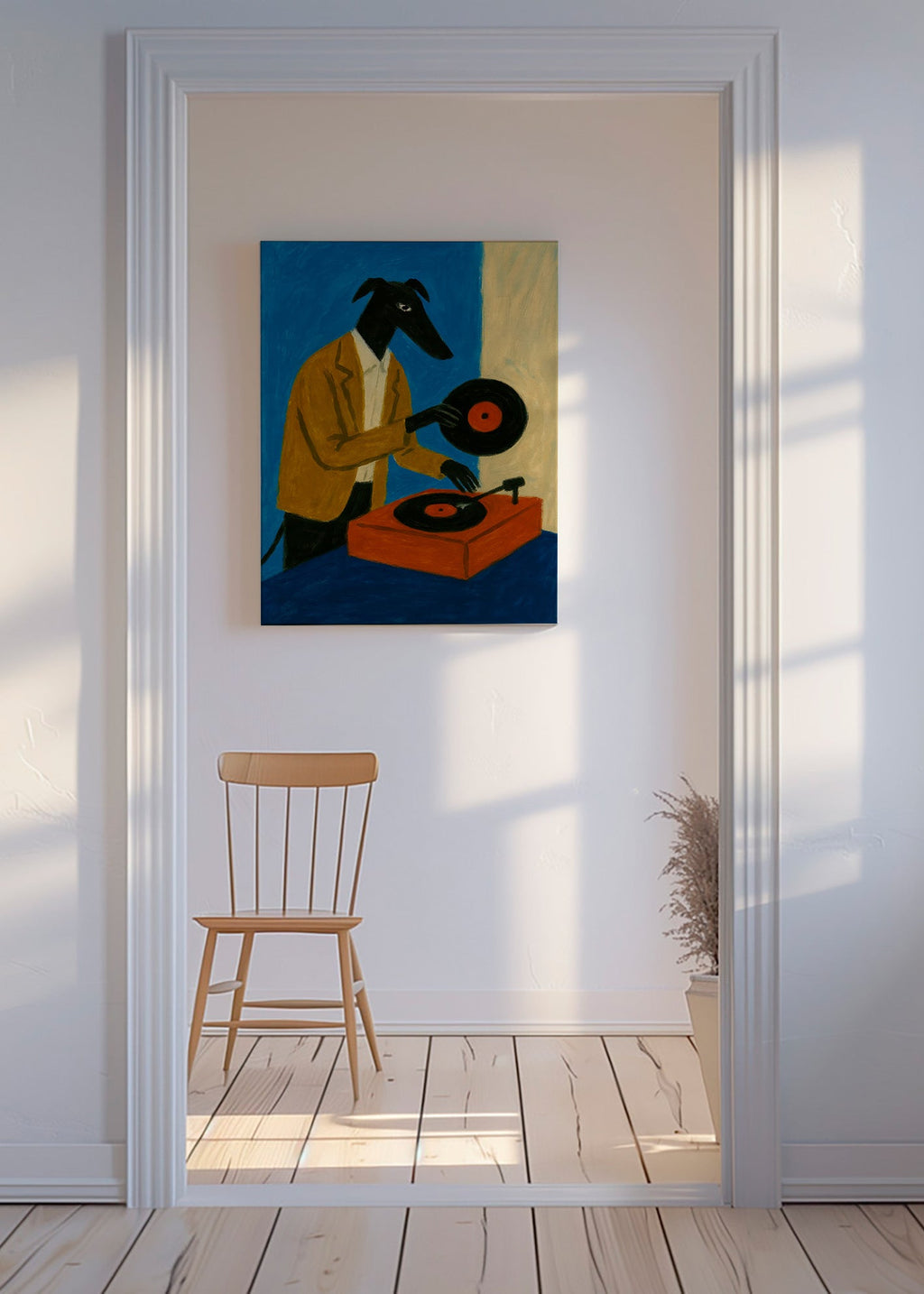 Ilustración de DJ perro con vinilo – Canvas