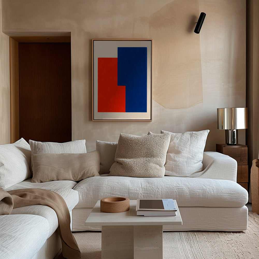 Cuadro abstracto de bloques rojos y azules – Canvas1