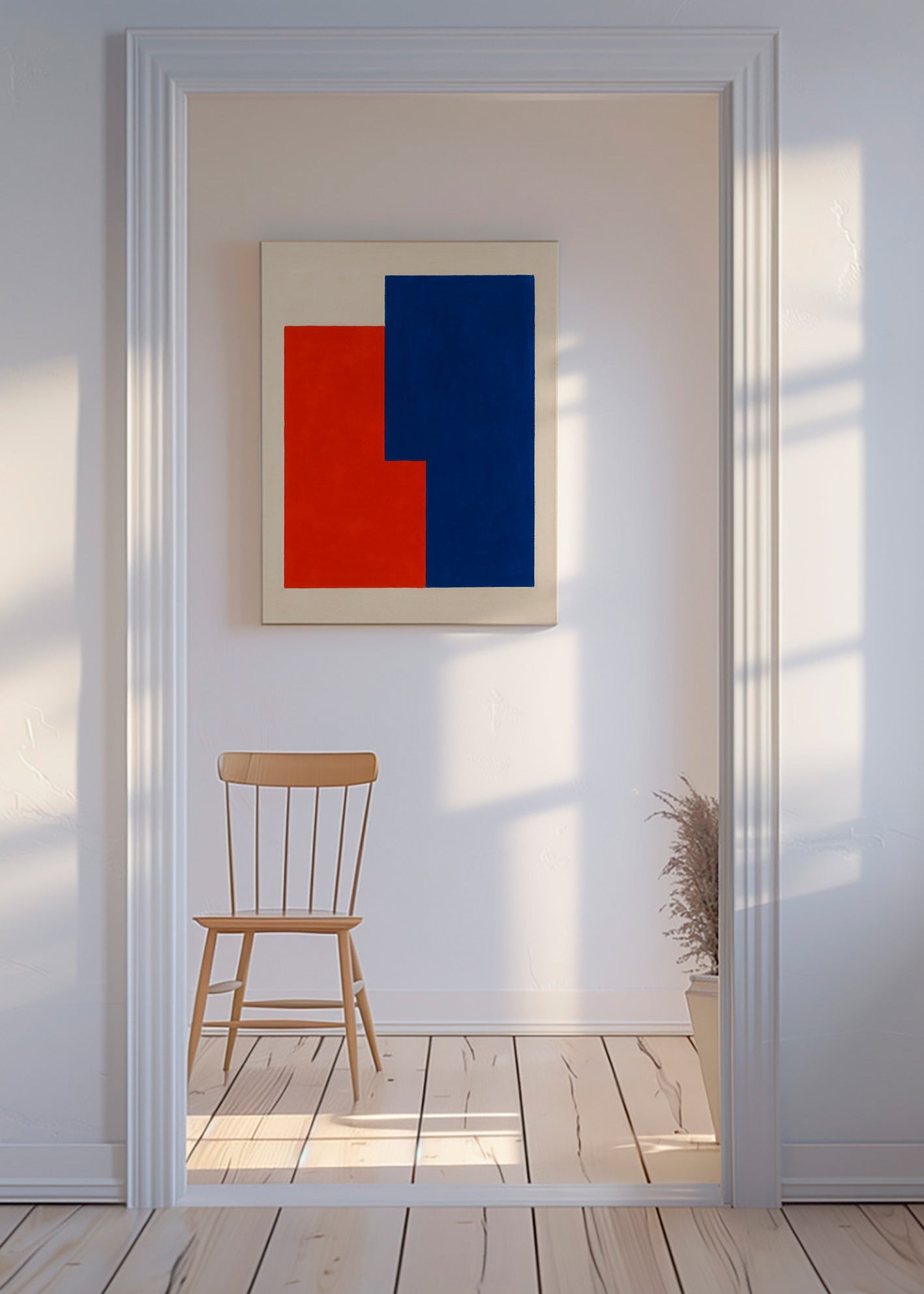 Cuadro abstracto de bloques rojos y azules – Canvas