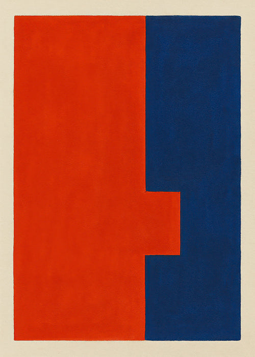 Cuadro abstracto vertical rojo y azul