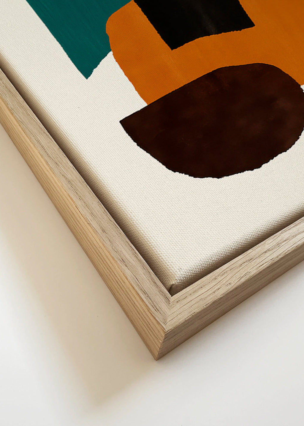 Cuadro abstracto con bloques terrosos – Canvas detail