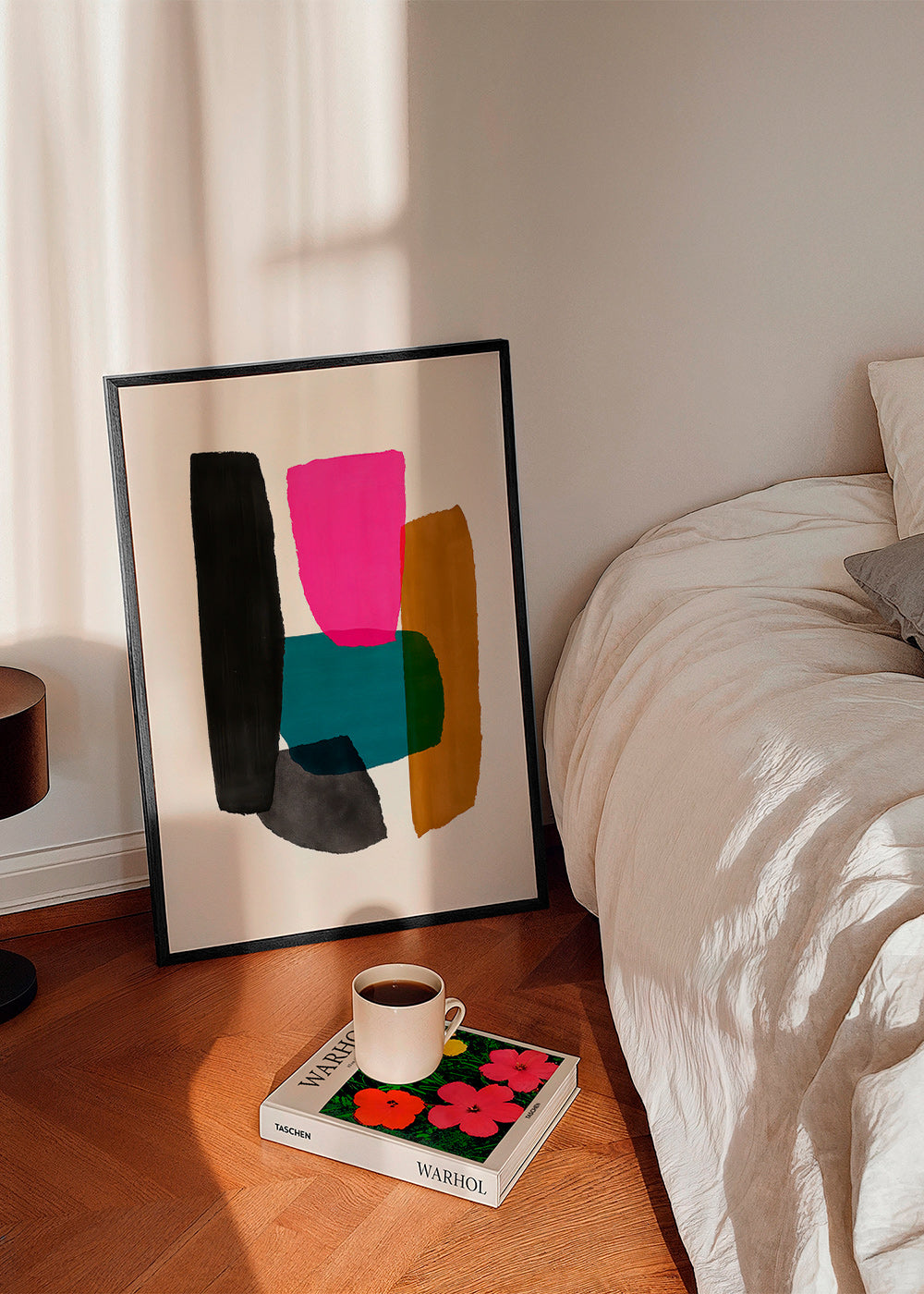 Cuadro abstracto magenta con gestos orgánicos – Product1