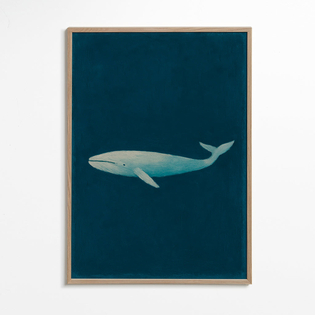 Cuadro ballena azul profundo – Oak Frame