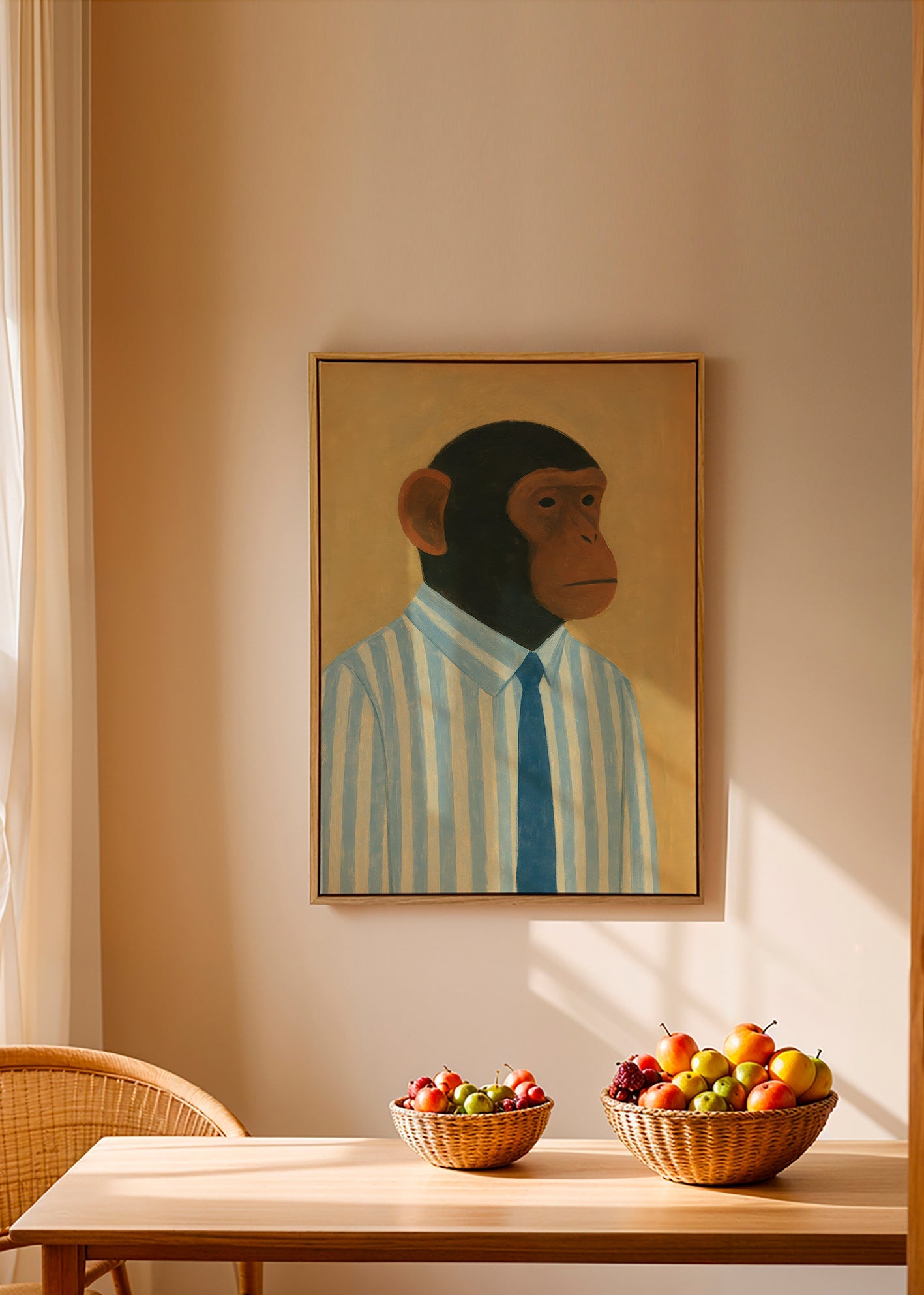 Cuadro simio en camisa a rayas – Canvas1