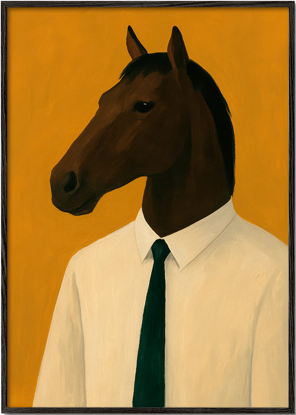 Cuadro de caballo con corbata – Black Frame