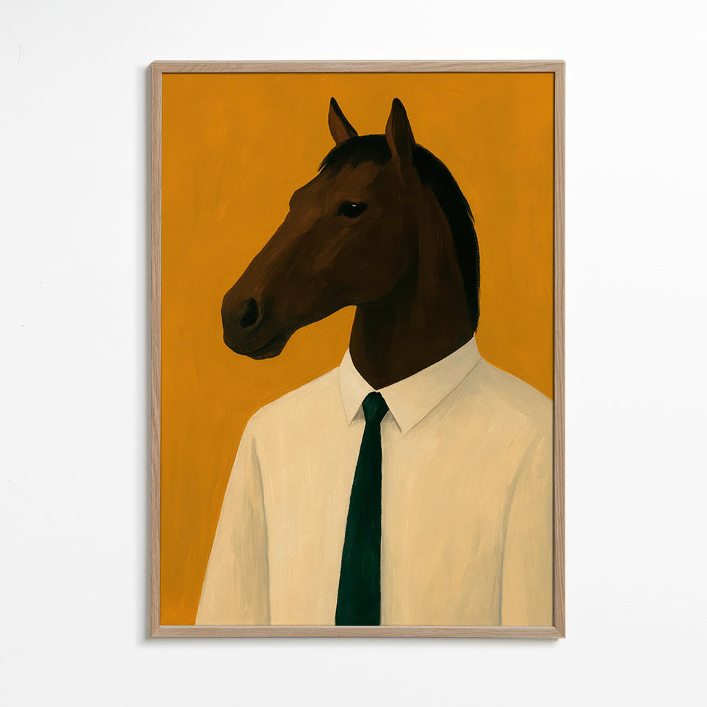 Cuadro de caballo con corbata – Oak Frame