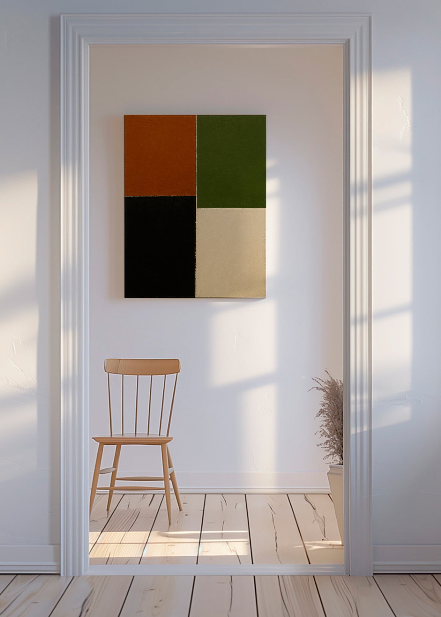 Cuadro geométrico de bloques en tonos tierra – Canvas