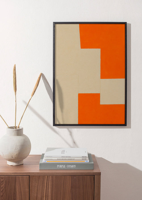 Cuadro geométrico en bloques beige y naranja – Product1