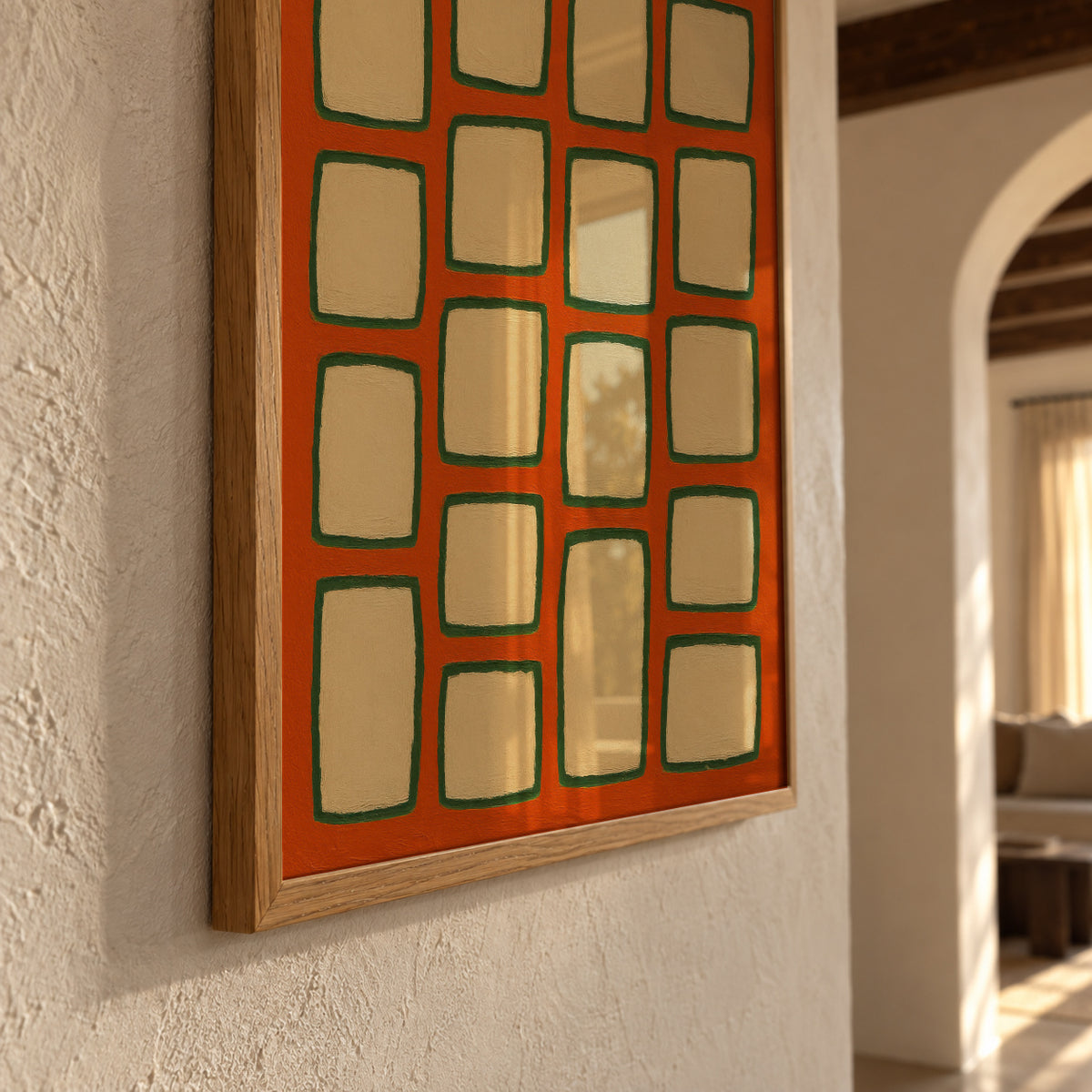 Terracotta Grid - Framed poster detail
